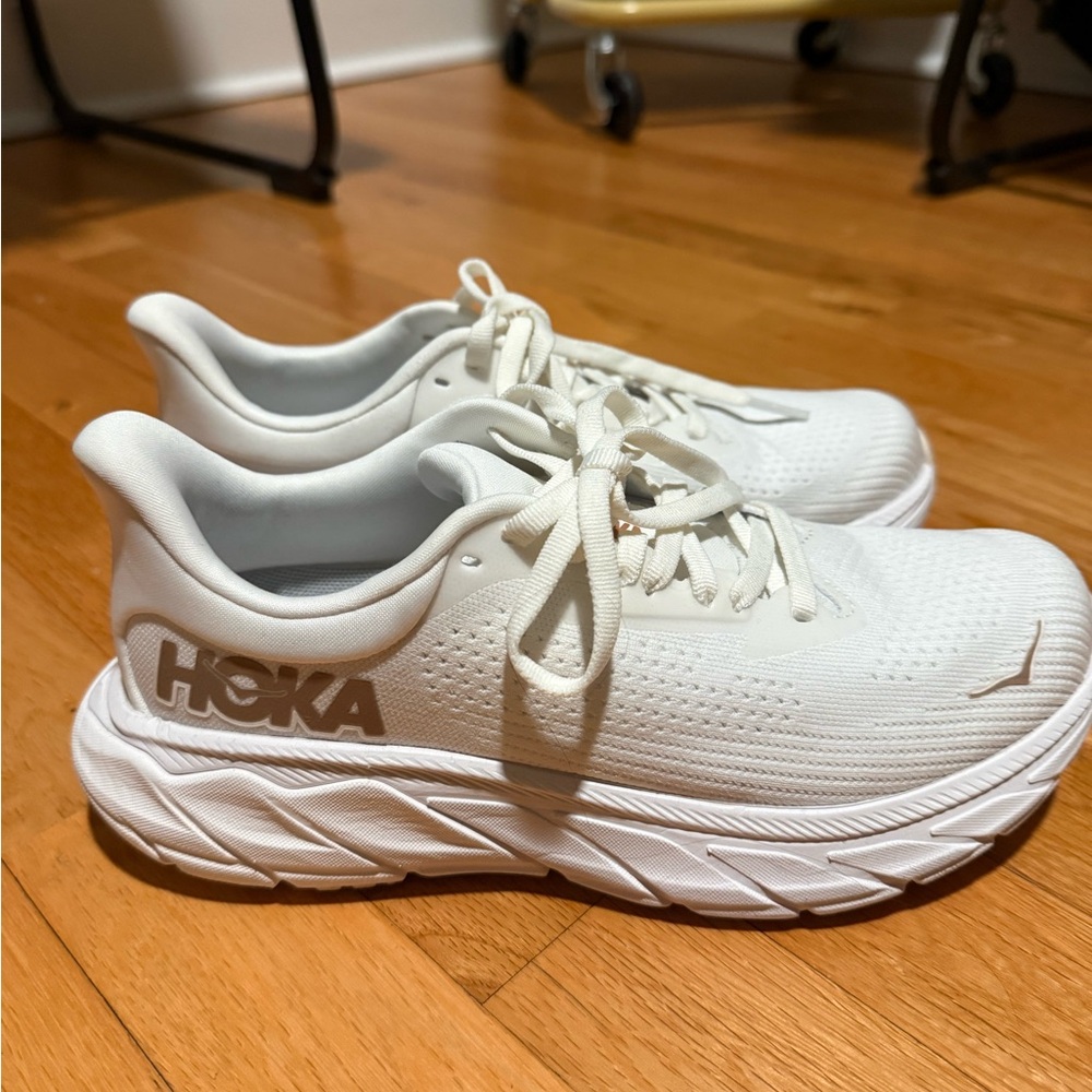 Hoka White Athletic Running Shoes - Picture 2 of 6